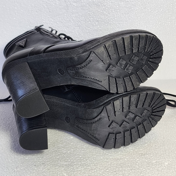 Guess LA Ginette Black Lace-Up High Heel Ankle Boots with Side Zip - Picture 11 of 11